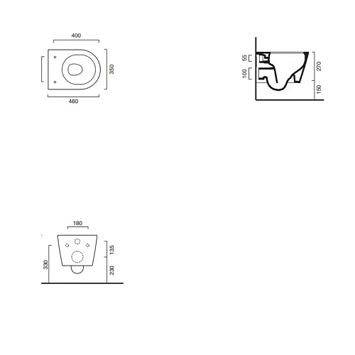 Унитаз подвесной Catalano Zero 0111460001 46x35, безободковый, белый глянцевый Унитаз подвесной Catalano Zero 0111460001 46x35, безободковый, белый глянцевый