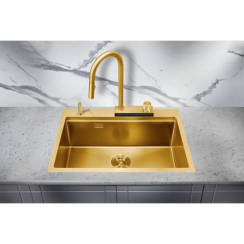 Кухонная мойка Milacio Denia 68 Steel (MC.77418) золото Кухонная мойка Milacio Denia 68 Steel (MC.77418) золото