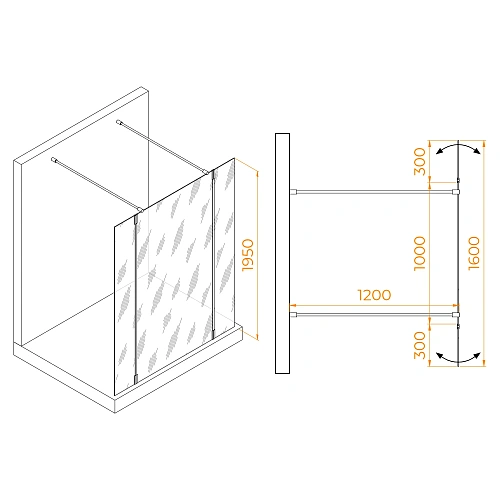 Душевая перегородка RGW WA-052B (WA-016B+2Z-071B) 35105210-14 стекло прозрачное Душевая перегородка RGW WA-052B (WA-016B+2Z-071B) 35105210-14 стекло прозрачное