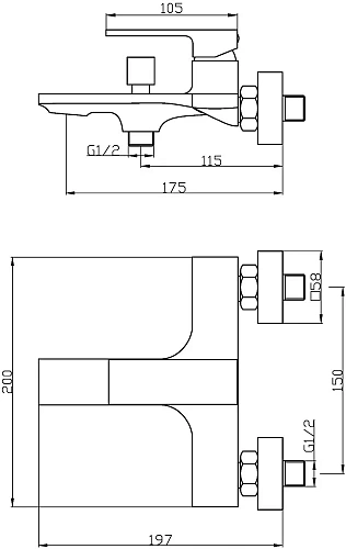 Смеситель для ванны STWORKI Карлстад KAS-03cr 551111 Смеситель для ванны STWORKI Карлстад KAS-03cr 551111