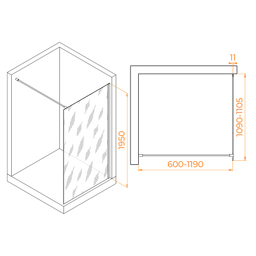 Душевая перегородка RGW Walk In WA-002 1100 мм 35100211-11 хром, Easy Clean Душевая перегородка RGW Walk In WA-002 1100 мм 35100211-11 хром, Easy Clean