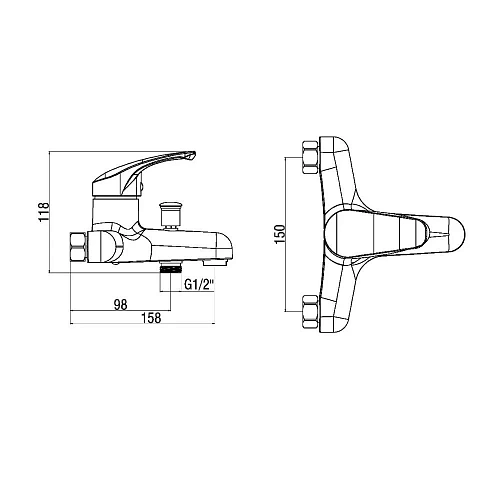 Смеситель для ванны OneLife P11-100cr хром Смеситель для ванны OneLife P11-100cr хром