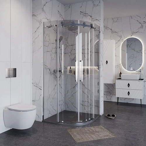 Душевой уголок GROSSMAN Classic 301.K33.04.9090.10.00 (90x90x195) полукруг,раздвиж,хром, стекло прозрачное Душевой уголок GROSSMAN Classic 301.K33.04.9090.10.00 (90x90x195) полукруг,раздвиж,хром, стекло прозрачное