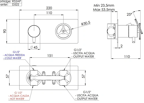 Смеситель для душа Remer Chrono CH92ZBO, белый матовый Смеситель для душа Remer Chrono CH92ZBO, белый матовый
