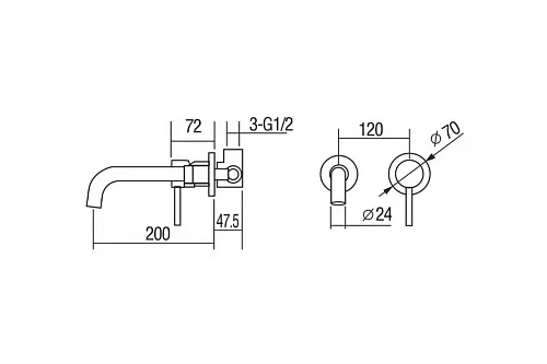 Смеситель для раковины Orange Karl M05-722b скрытого монтажа, черный Смеситель для раковины Orange Karl M05-722b скрытого монтажа, черный