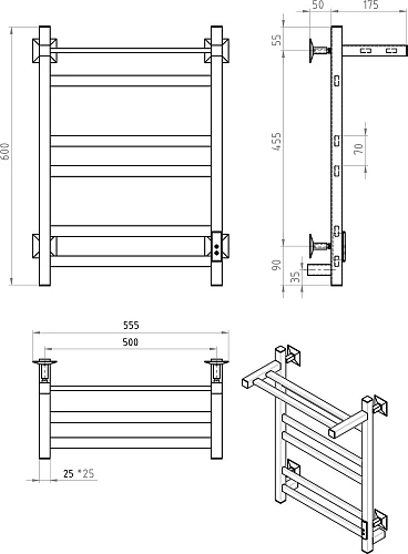 Полотенцесушитель электрический EWRIKA Пенелопа КВ 60х50, с полкой, белый 538321 Полотенцесушитель электрический EWRIKA Пенелопа КВ 60х50, с полкой, белый 538321