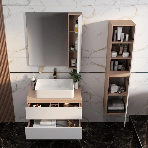 Тумба под раковину Onika Алеста 80 см 108054 подвесная, белая/камень светлый (для Олимпия 56) Тумба под раковину Onika Алеста 80 см 108054 подвесная, белая/камень светлый (для Олимпия 56)