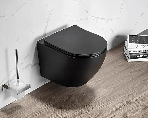 Унитаз подвесной Ceruttispa SELLA Aria MB CT9160 безободковый черный матовый, сиденье микролифт Унитаз подвесной Ceruttispa SELLA Aria MB CT9160 безободковый черный матовый, сиденье микролифт