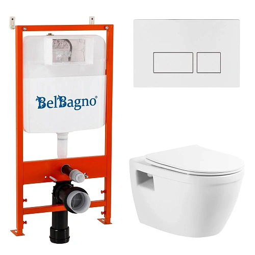 Комплект унитаза BelBagno с сиденьем LOTO BB070CHR/SC инсталляцей BB026/BB042BL Комплект унитаза BelBagno с сиденьем LOTO BB070CHR/SC инсталляцей BB026/BB042BL