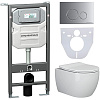 Комплект унитаза Ceramica Nova PLAY Rimless CN3001 c шумоизоляцией CN1000 инсталляцией Envision клавишей смыва Round хром матовый и креплениями CN1001M