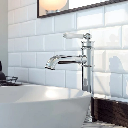 Смеситель для раковины Iddis Oxford OXFSB01i01, хром/белый Смеситель для раковины Iddis Oxford OXFSB01i01, хром/белый