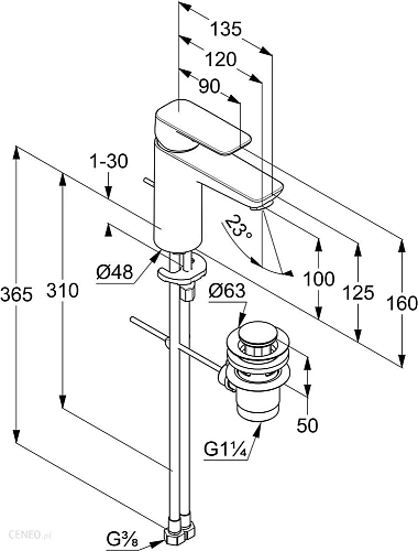 Смеситель для раковины Kludi PURE&STYLE 402933975 черный матовый Смеситель для раковины Kludi PURE&STYLE 402933975 черный матовый