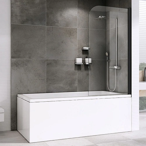 Шторка на ванну ABBER Ewiges Wasser AG52080B 80 см универсальная, профиль черный, стекло прозрачное Шторка на ванну ABBER Ewiges Wasser AG52080B 80 см универсальная, профиль черный, стекло прозрачное