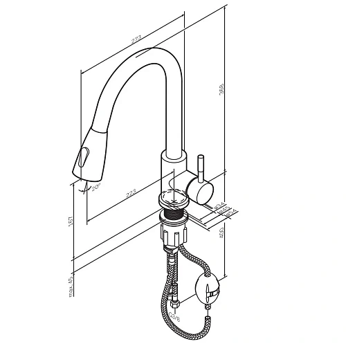 Смеситель для кухни AM.PM X-Joy S F85B07522 с вытягивающимся изливом, черный Смеситель для кухни AM.PM X-Joy S F85B07522 с вытягивающимся изливом, черный