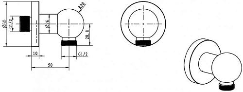 Шланговое подключение Boheme Brillante 606 вывод на 1/2 Шланговое подключение Boheme Brillante 606 вывод на 1/2