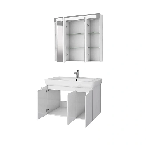 Тумба под раковину DREJA Q (D), 80 см, подвесная, 3 дверцы, белый глянец 99.1003 Тумба под раковину DREJA Q (D), 80 см, подвесная, 3 дверцы, белый глянец 99.1003