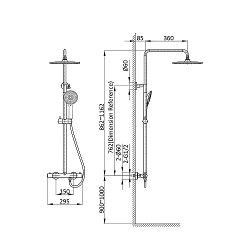 Душевая система Vincea Esse VSFS-1E0TMB термостатическая, черный Душевая система Vincea Esse VSFS-1E0TMB термостатическая, черный