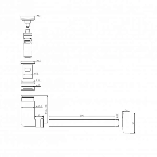 Донный клапан Villeroy & Boch 92198800 нажимной с сифоном EasyAccess Донный клапан Villeroy & Boch 92198800 нажимной с сифоном EasyAccess