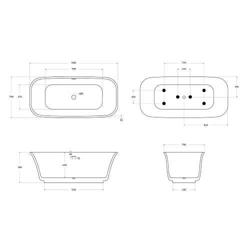 Ванна отдельностоящая BelBagno DUE BB702-1700-800-K 1700x800 акриловая Ванна отдельностоящая BelBagno DUE BB702-1700-800-K 1700x800 акриловая