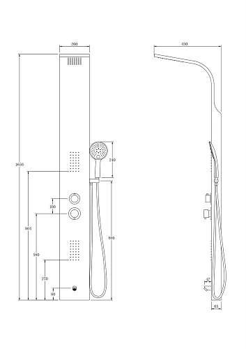 Душевая панель Taliente S02 165x20см, хром, с изливом TA-G-S02C+s Душевая панель Taliente S02 165x20см, хром, с изливом TA-G-S02C+s