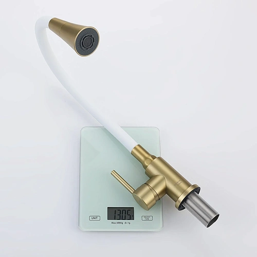 Смеситель для кухни Splenka S201.4308.03 с гибким изливом, золотой сатин Смеситель для кухни Splenka S201.4308.03 с гибким изливом, золотой сатин