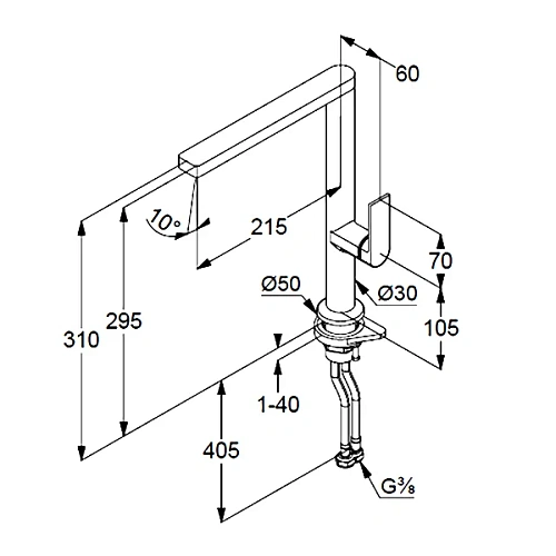 Смеситель для кухни Kludi QORD 56803N575 брашированный никель Смеситель для кухни Kludi QORD 56803N575 брашированный никель