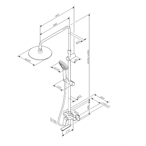 Душевая система AM.PM Sunny F0785C922 верхний душ d220 мм Душевая система AM.PM Sunny F0785C922 верхний душ d220 мм