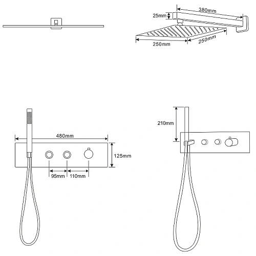Душевая панель Ceruttispa VELIA B CT10399 встраиваемая из нержавеющей стали, черный Душевая панель Ceruttispa VELIA B CT10399 встраиваемая из нержавеющей стали, черный
