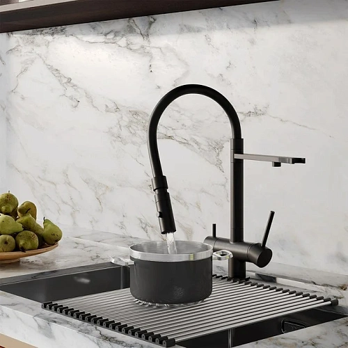 Смеситель для кухни Iddis Ace (ACEBLFFi05) с фильтром и гибким изливом, черный матовый Смеситель для кухни Iddis Ace (ACEBLFFi05) с фильтром и гибким изливом, черный матовый