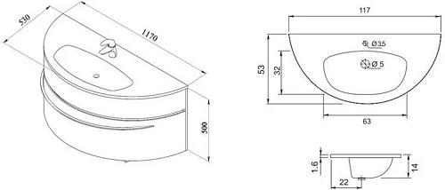 Тумба под раковину De Aqua Эскалада 117 белый, подвесная с ручкой 186751 Тумба под раковину De Aqua Эскалада 117 белый, подвесная с ручкой 186751