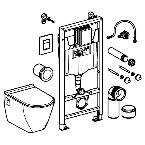 Инсталляция GROHE Solido Perfect (39186000) с подвесным унитазом и панелью смыва Skate Cosmopolitan Инсталляция GROHE Solido Perfect (39186000) с подвесным унитазом и панелью смыва Skate Cosmopolitan