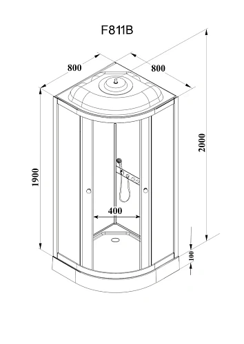 Душевая кабина Parly F811B 800x800 профиль черный матовый, стекло матовое (жемчужное) Душевая кабина Parly F811B 800x800 профиль черный матовый, стекло матовое (жемчужное)