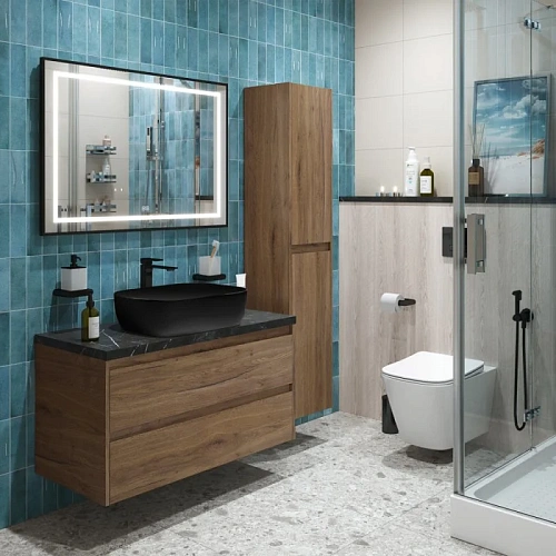 Тумба со столешницей и раковиной BelBagno KRAFT 100 kraft100rt-kepmno-1302-h301-set подвесная KRAFT100RT-KEPMNO-1302-H301-SET Тумба со столешницей и раковиной BelBagno KRAFT 100 kraft100rt-kepmno-1302-h301-set подвесная KRAFT100RT-KEPMNO-1302-H301-SET