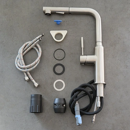 Смеситель для кухни Lemark Expert LM5085S с вытягивающимся поворотным изливом, сталь Смеситель для кухни Lemark Expert LM5085S с вытягивающимся поворотным изливом, сталь