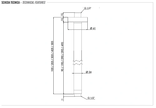 Кронштейн верхнего душа Remer 347N40NO потолочный 40 см, черный матовый Кронштейн верхнего душа Remer 347N40NO потолочный 40 см, черный матовый