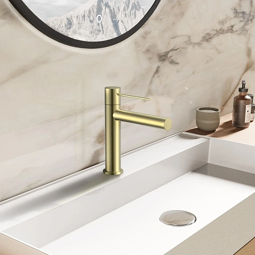 Смеситель для раковины Vincea Aspire VBF-4AS01BG, брашированное золото Смеситель для раковины Vincea Aspire VBF-4AS01BG, брашированное золото