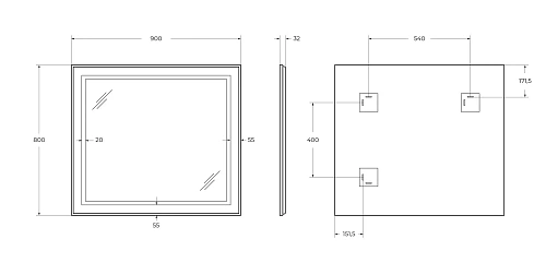 Зеркало BelBagno SPC-KRAFT-900-800-SENS-AL 900x800x32 мм с подсветкой и сенсорным выключателем Зеркало BelBagno SPC-KRAFT-900-800-SENS-AL 900x800x32 мм с подсветкой и сенсорным выключателем