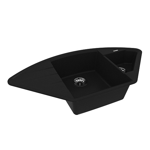 Кухонная мойка Lemark IRKANA 980 врезная угловая из кварцгранита, с крылом, антрацит 9910043 Кухонная мойка Lemark IRKANA 980 врезная угловая из кварцгранита, с крылом, антрацит 9910043