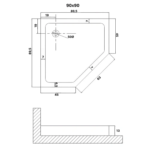 Душевой поддон Niagara Eco NG-P9090-14D (90x90x13) пластик, трапеция, цвет белый Душевой поддон Niagara Eco NG-P9090-14D (90x90x13) пластик, трапеция, цвет белый