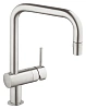 Смеситель для кухни GROHE Minta с выдвижным U-изливом/лейкой, суперсталь (32322DC0)