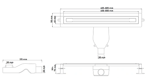 Душевой лоток Boheme Premium Trendy 80см GUN METAL 983-80-GM Душевой лоток Boheme Premium Trendy 80см GUN METAL 983-80-GM