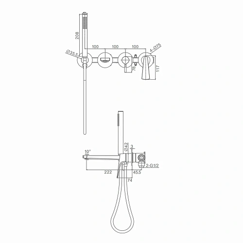Смеситель для ванны Raglo R07.32 встраиваемый, излив монолитный 20 см, хром Смеситель для ванны Raglo R07.32 встраиваемый, излив монолитный 20 см, хром