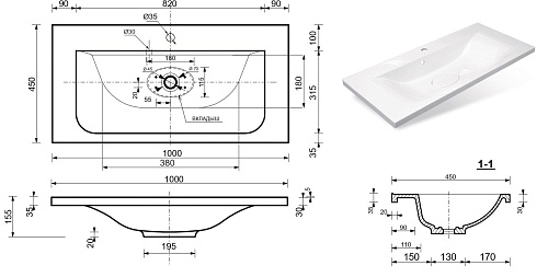 Раковина Эстет Bali 100 silk ФР-00014909 1000х450 накладная Раковина Эстет Bali 100 silk ФР-00014909 1000х450 накладная