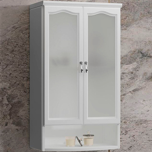 Шкаф Opadiris Риспекто подвесной, двухстворчатый, белый матовый, с матовым стеклом 00-00006078 Шкаф Opadiris Риспекто подвесной, двухстворчатый, белый матовый, с матовым стеклом 00-00006078