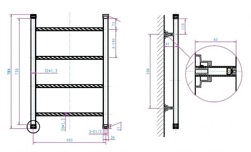 Полотенцесушитель водяной Boheme Oro 706 Полотенцесушитель водяной Boheme Oro 706