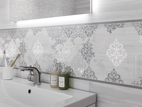 Вставка Cersanit Grey Shades узор белый 29,8x59,8 GS2L051 Вставка Cersanit Grey Shades узор белый 29,8x59,8 GS2L051