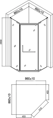 Душевой уголок DIWO Ростов 90х90 см профиль хром матовый, с поддоном 557097 Душевой уголок DIWO Ростов 90х90 см профиль хром матовый, с поддоном 557097