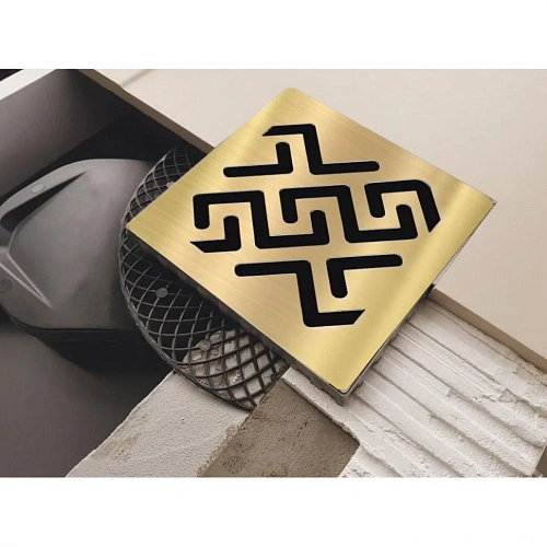 Душевой трап BERGES PLATZ Antik 150х150, бронза, S-сифон D50 H60 боковой 094161 Душевой трап BERGES PLATZ Antik 150х150, бронза, S-сифон D50 H60 боковой 094161