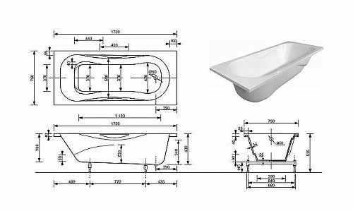 Ванна из искусственного камня Эстет Эллис 1700х750 ФР-00008586 Ванна из искусственного камня Эстет Эллис 1700х750 ФР-00008586