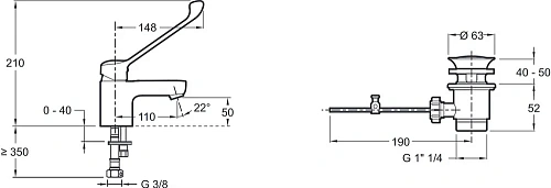 Смеситель для раковины Jacob Delafon July E16024-4-CP с донным клапаном Смеситель для раковины Jacob Delafon July E16024-4-CP с донным клапаном
